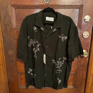 Abercrombie Men's Camp Collar Summer Linen-Blend Embroidered Shirt